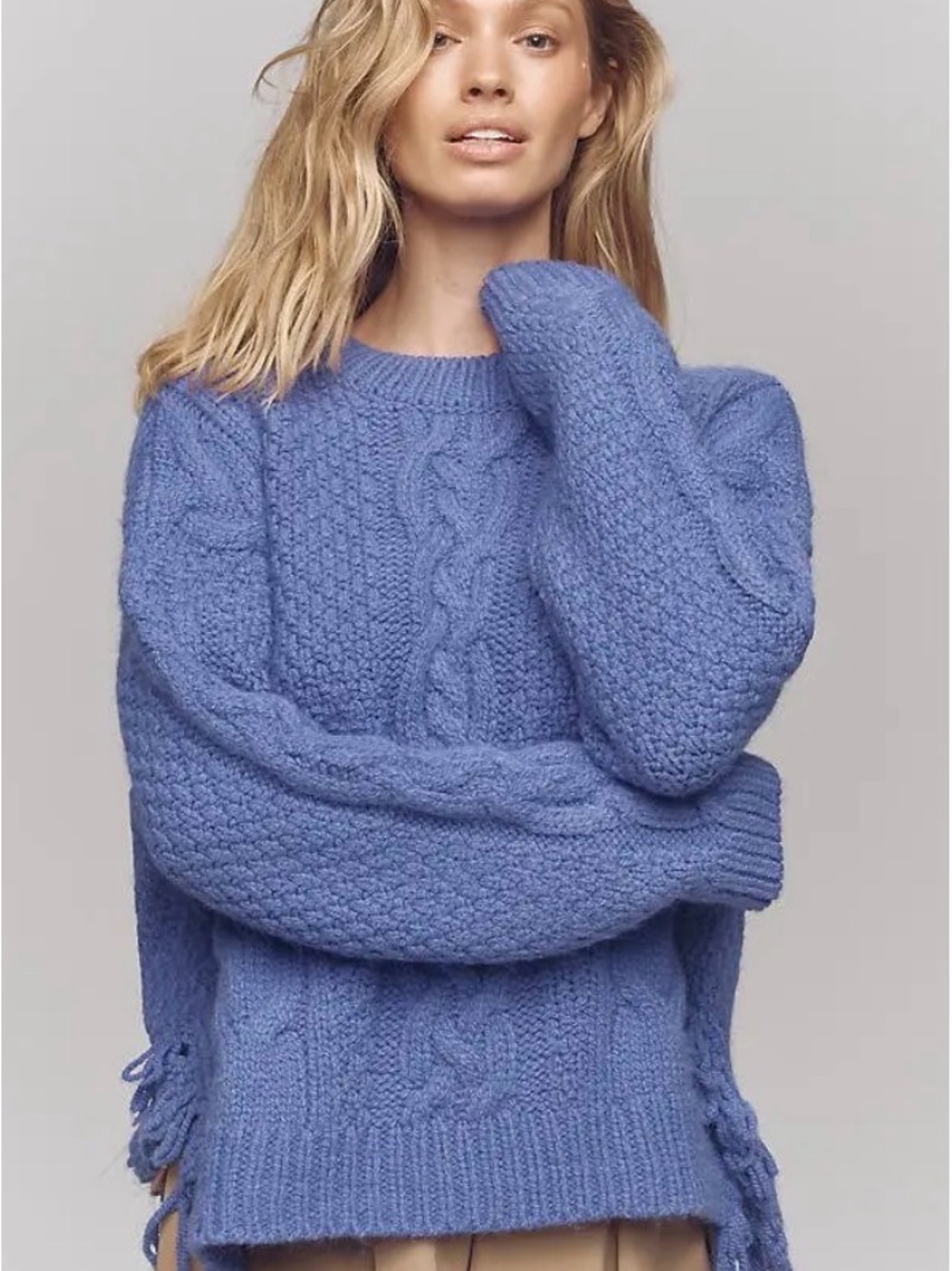 Anthropologie Pilcro Periwinkle Cable-Knit Crewneck Sweater XS